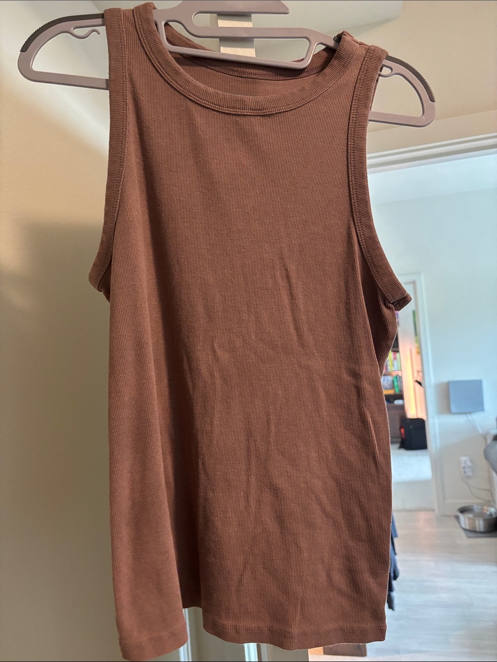 Women's Ribbed Tank Top - Brown